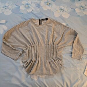 AKIRA Gray Top with Back Zipper Small